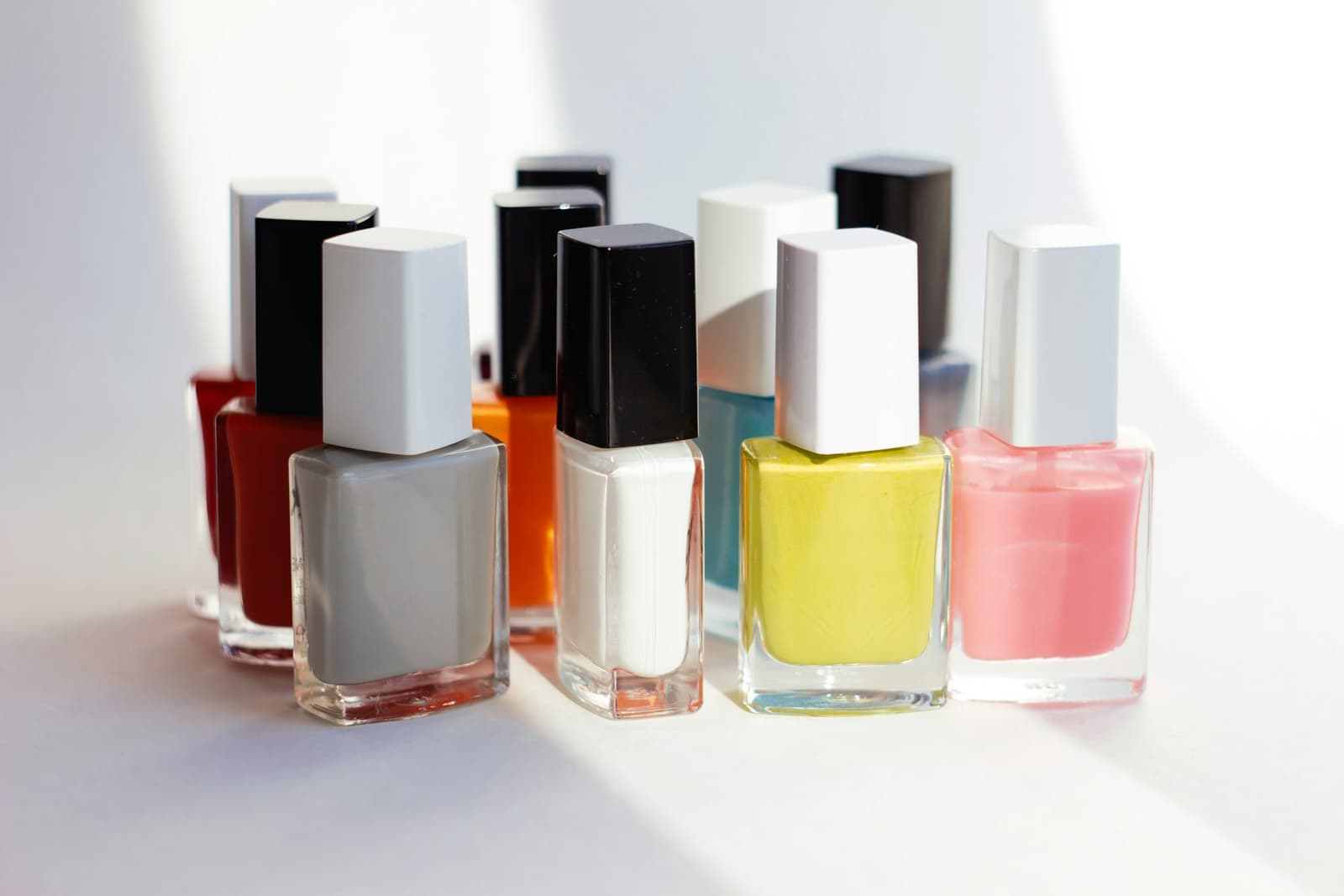 Bottles of nail polish in different colours