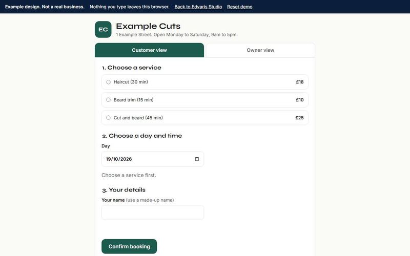 Example booking app
